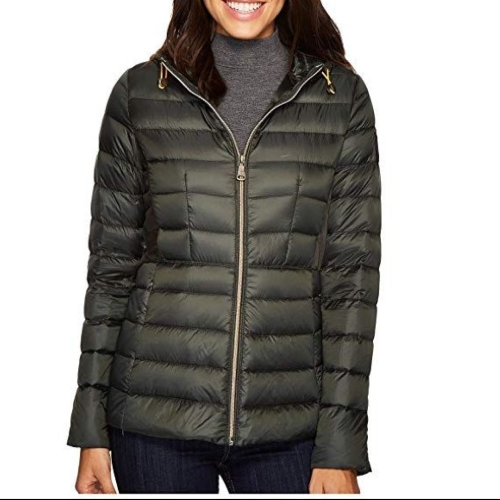 Vince Camuto Down Coat with Velvet Trim